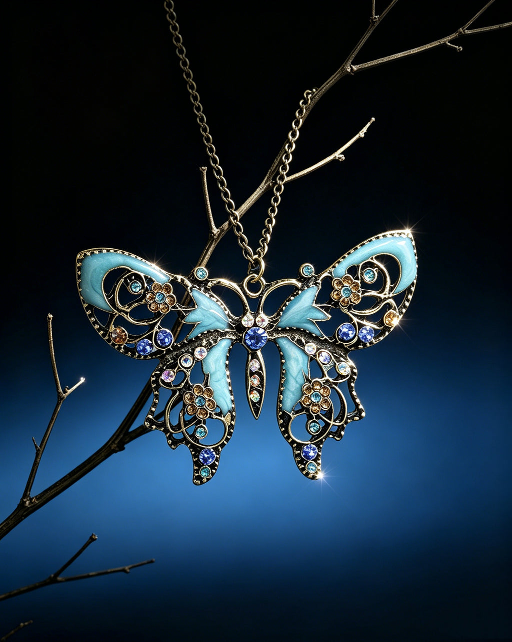 Hollowed-Out Butterfly Necklace