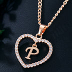 Zircon Heart-Shaped Letter Necklace