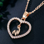 Zircon Heart-Shaped Letter Necklace