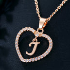 Zircon Heart-Shaped Letter Necklace