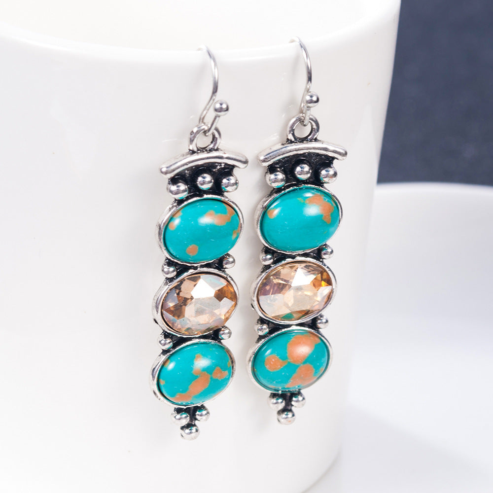 S925 Vintage Thai Silver Turquoise Earrings