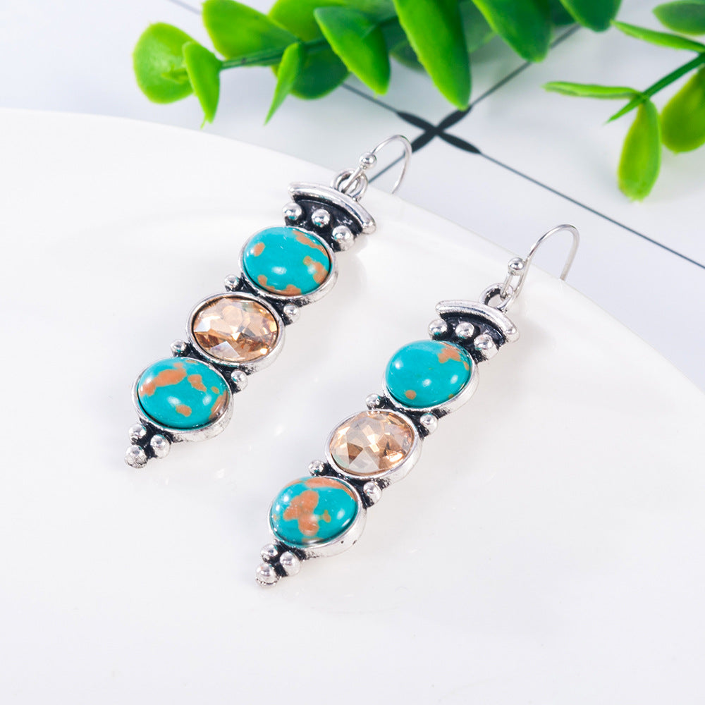 S925 Vintage Thai Silver Turquoise Earrings