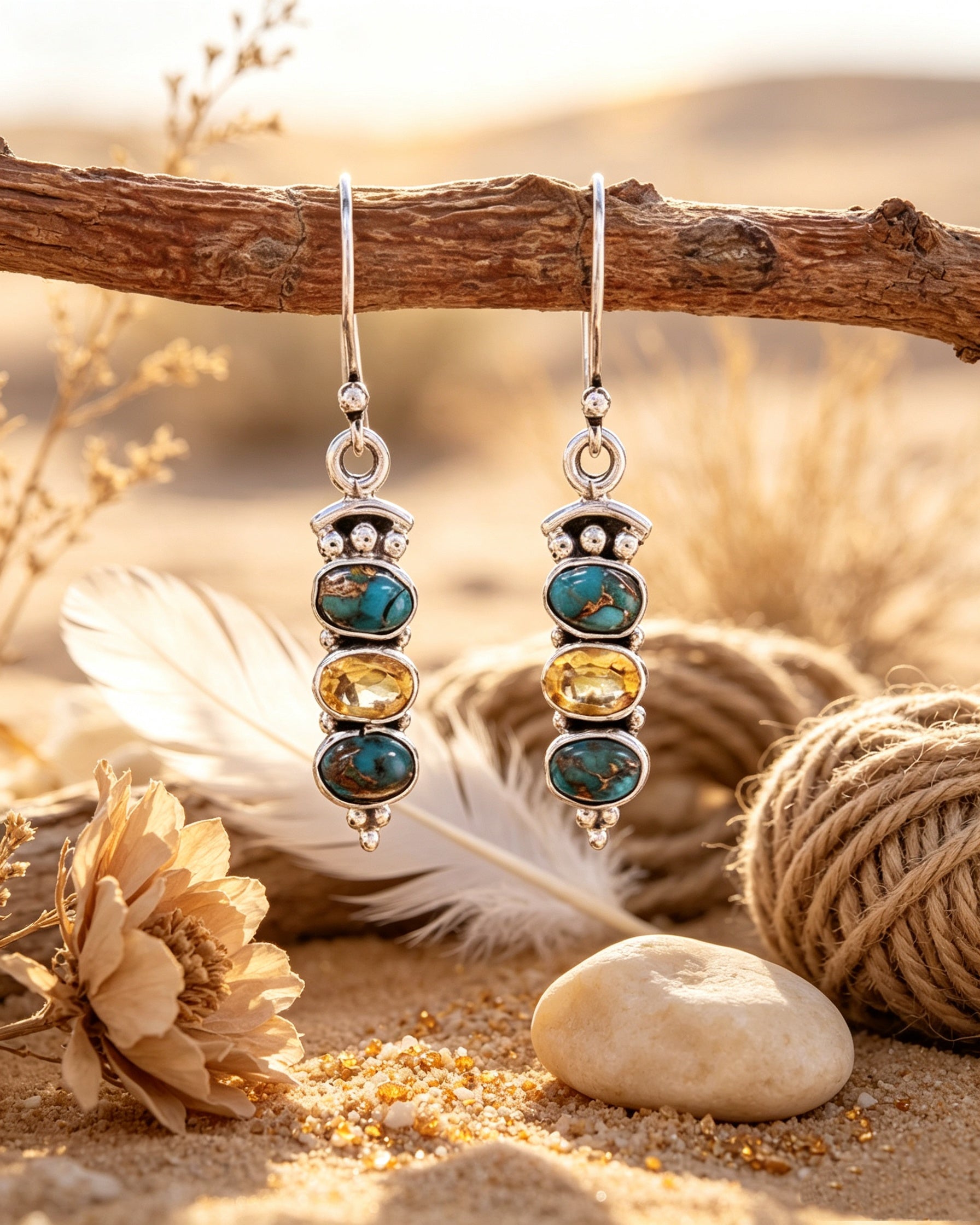 S925 Vintage Turquoise Earrings