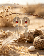 Tassel Red Agate Earrings