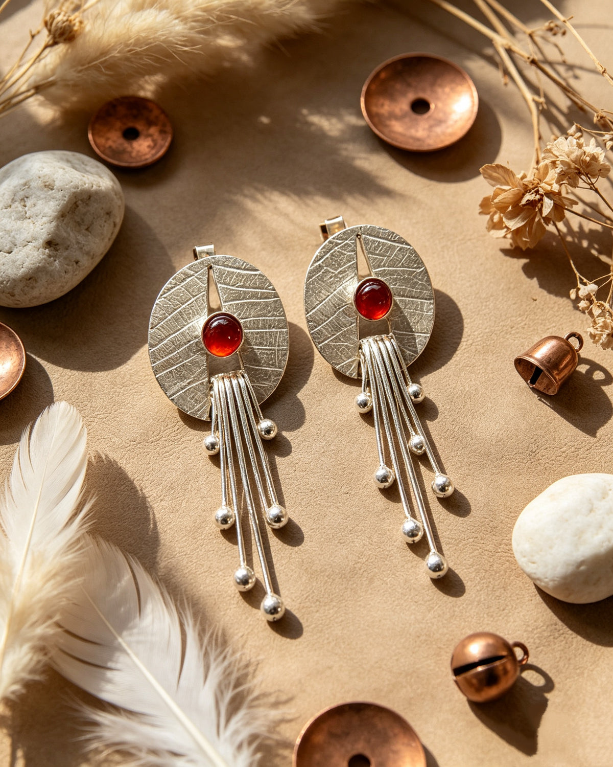 Tassel Red Agate Earrings