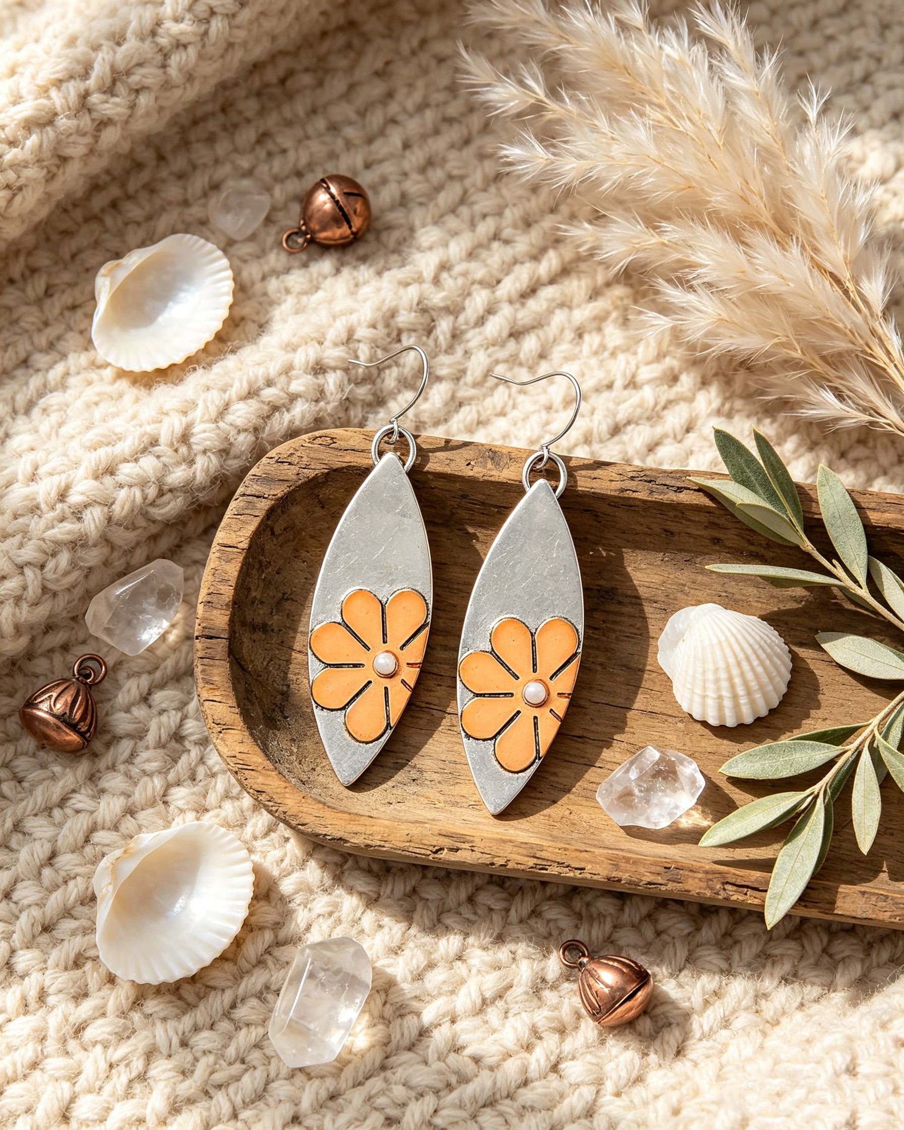 Two-Color Flower Earrings
