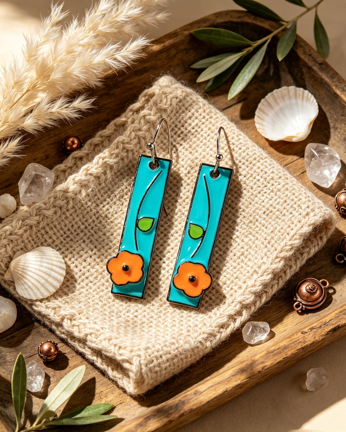 Floral Oil Painting Earrings