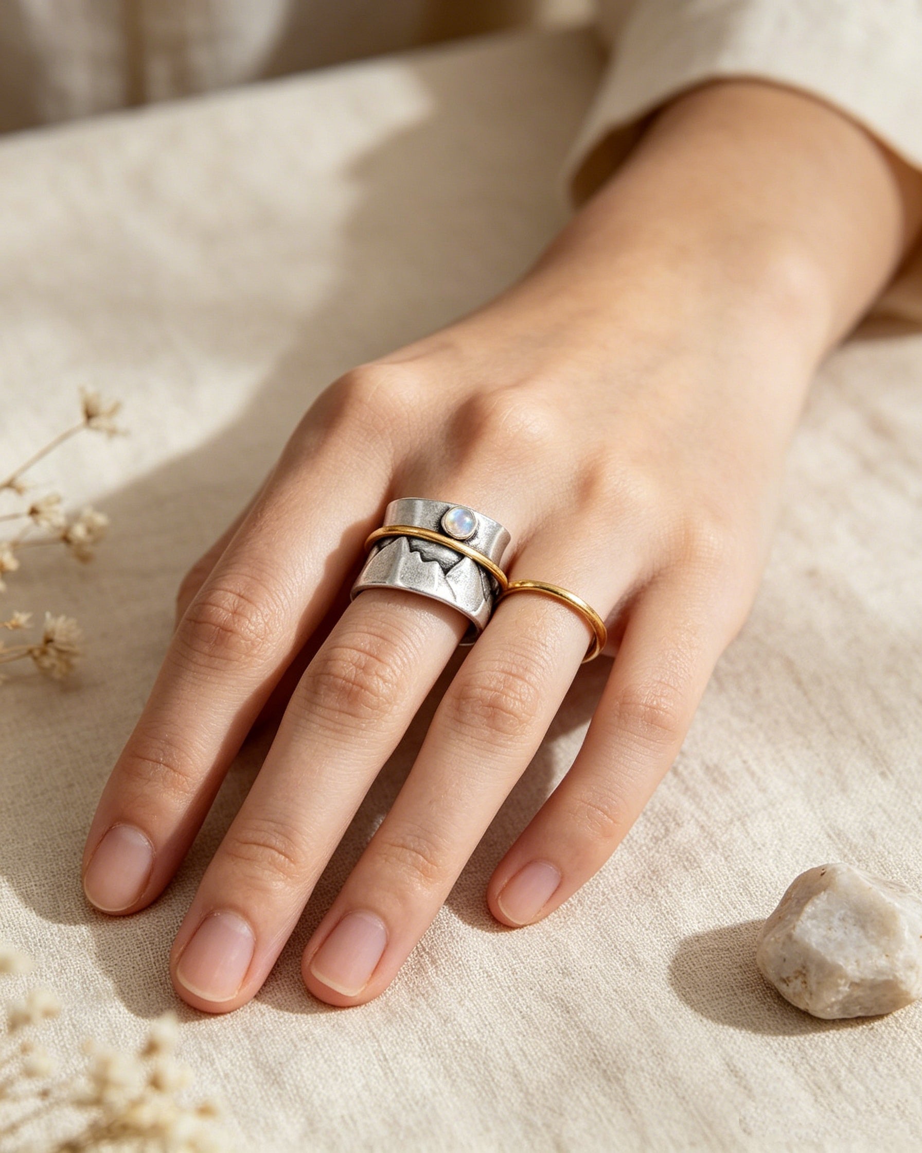 Valley Golden Circle Moonstone Ring