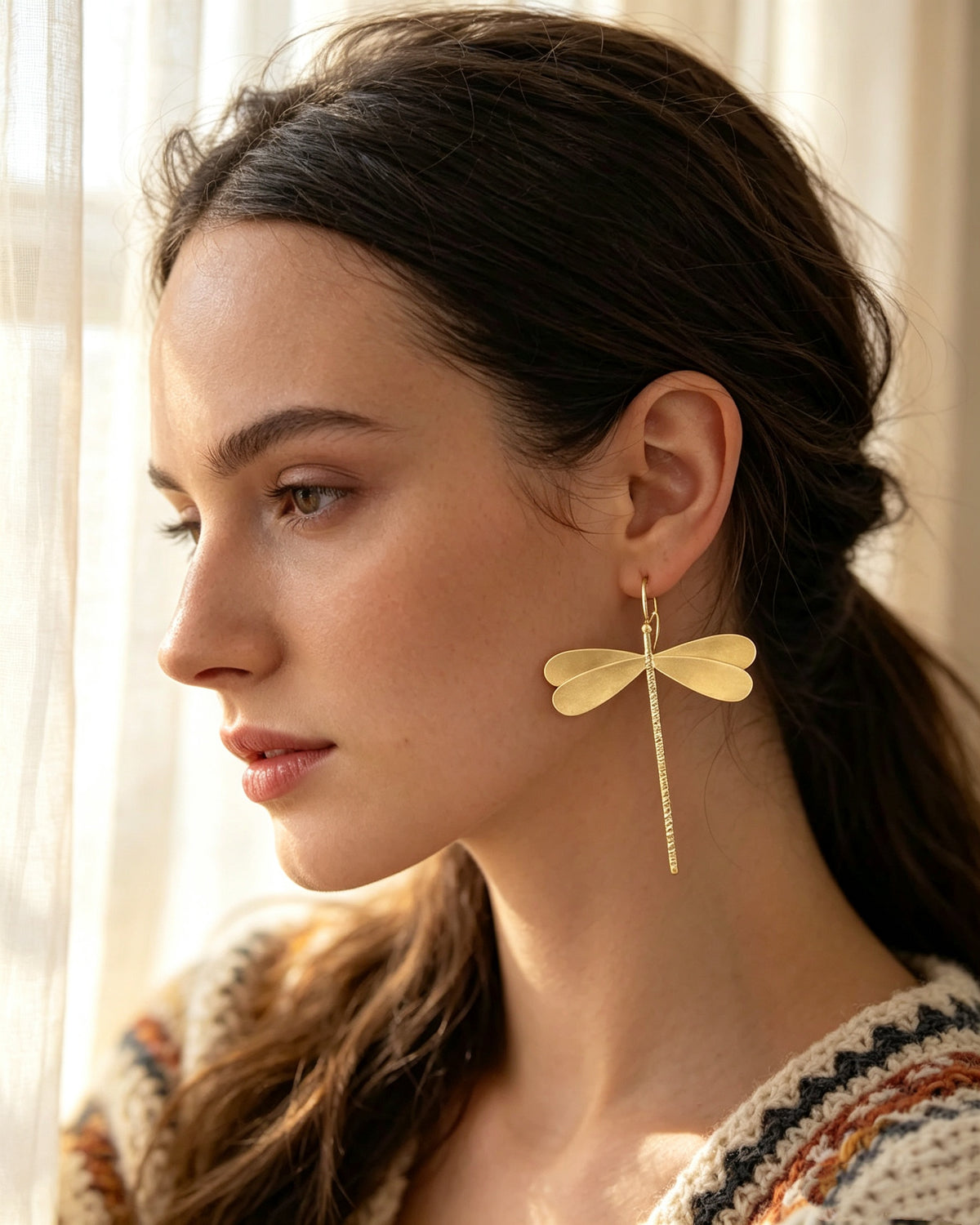 Spherical Dragonfly Long Earrings