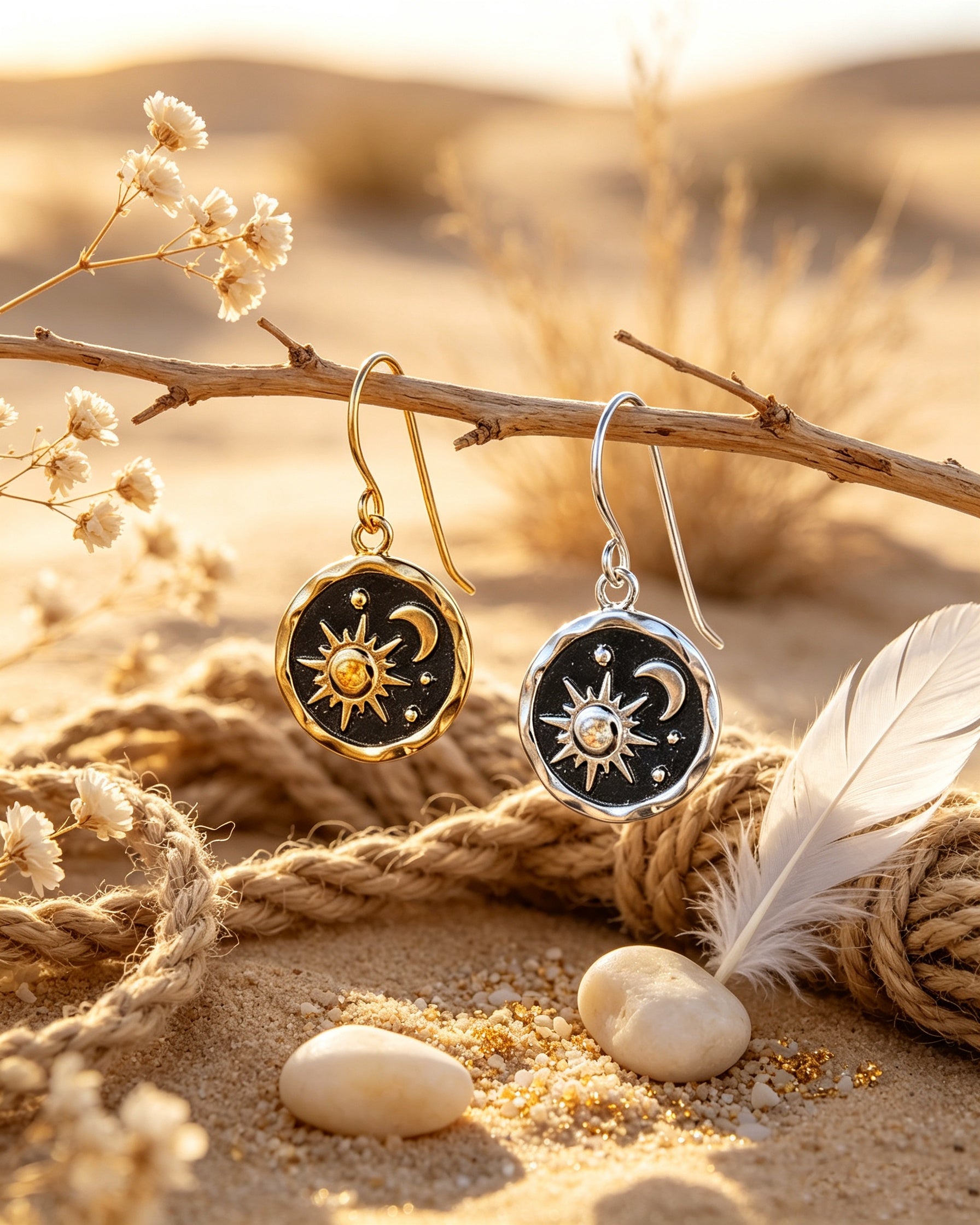 Sun and Moon Earrings Pendant