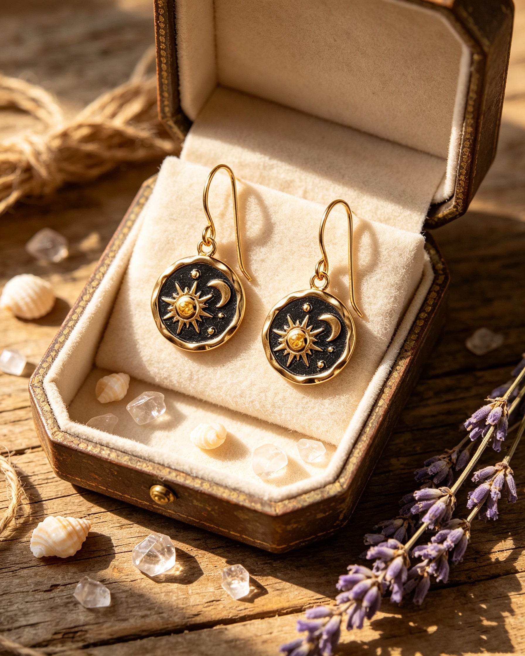 Sun and Moon Earrings Pendant