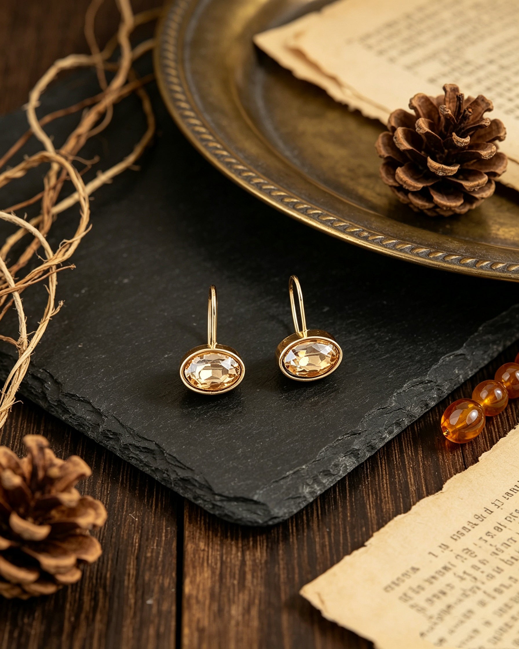 Oval-shaped Gemstone Stud Earrings
