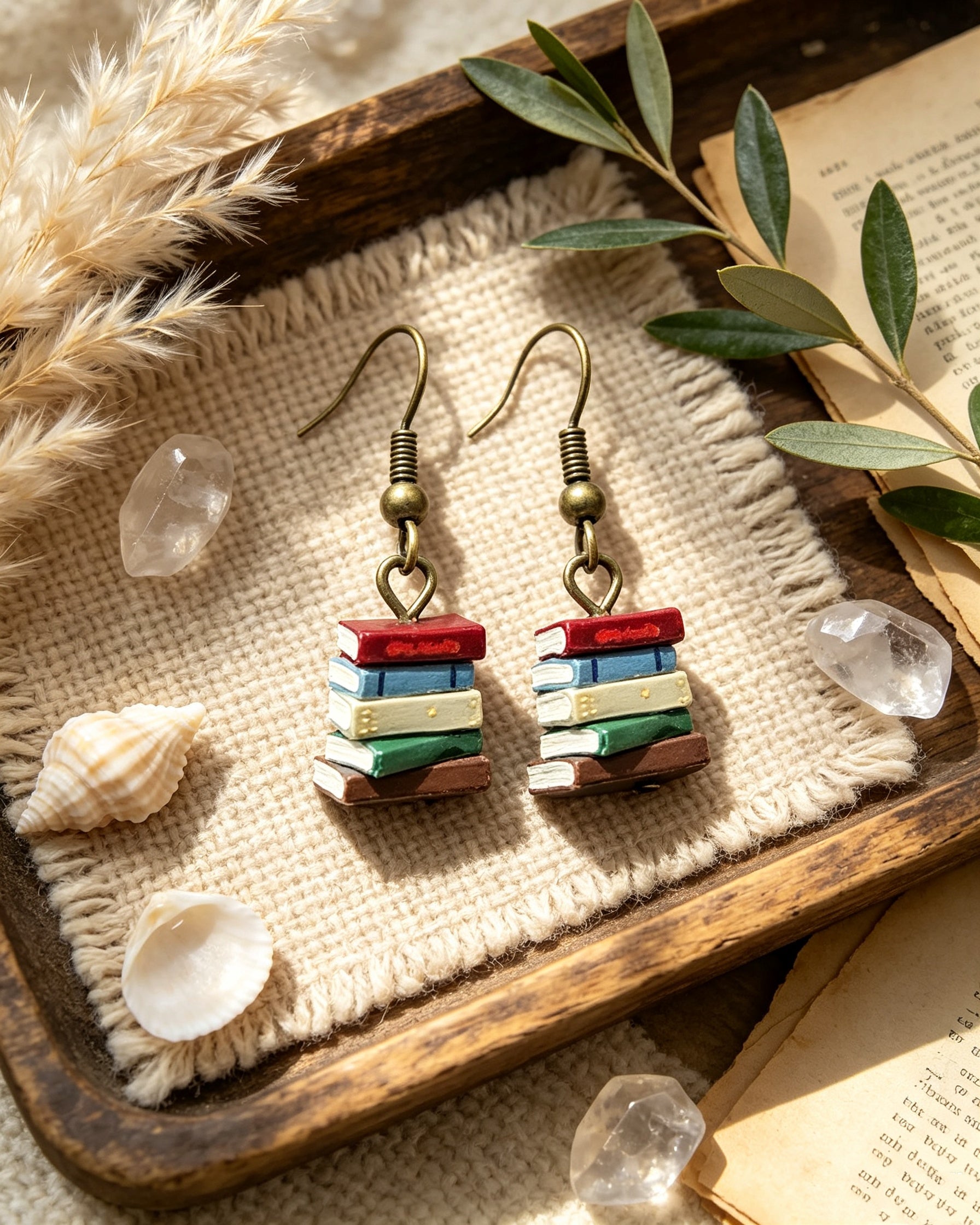 Retro Library Book Earrings
