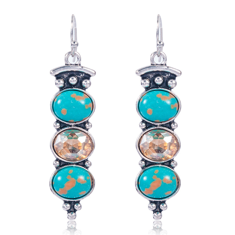 S925 Vintage Thai Silver Turquoise Earrings