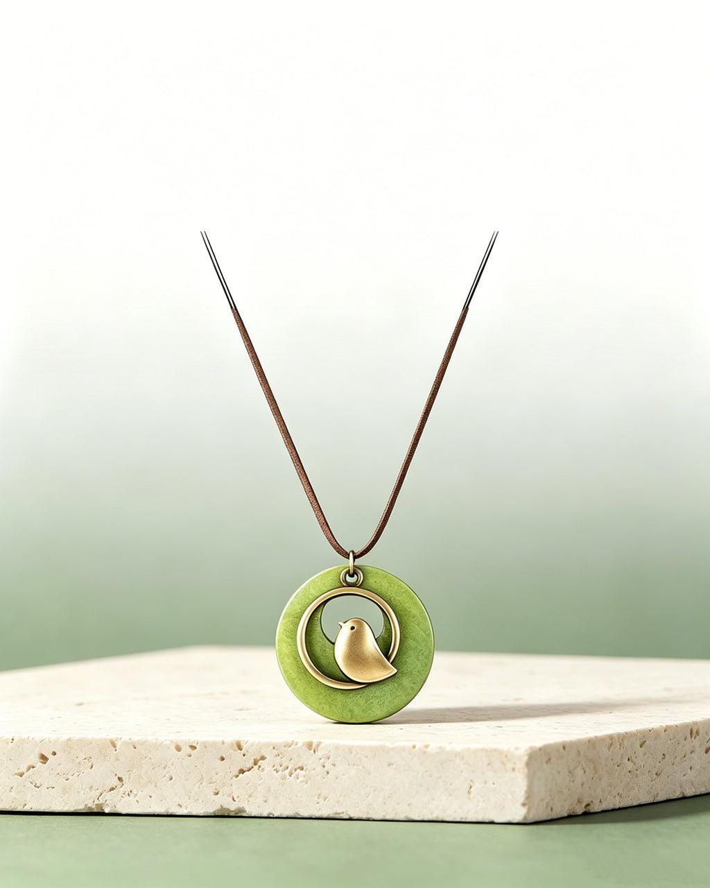 Wooden Bird Pendant Necklace