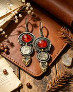 Agate Red Waterdrop Relief Earrings