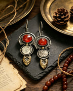 Agate Red Waterdrop Relief Earrings