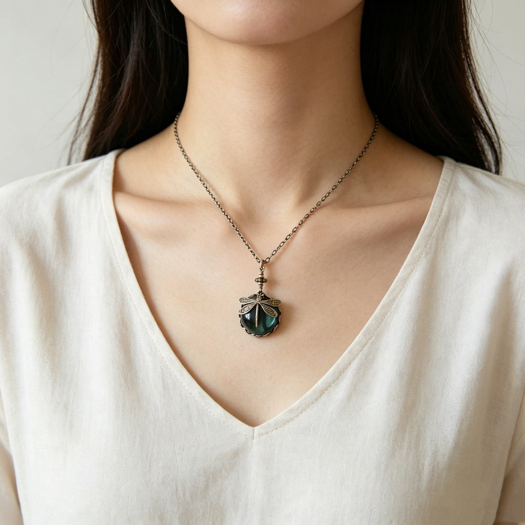 Crystal Dragonfly Pendant Necklace