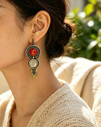 Agate Red Waterdrop Relief Earrings