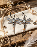 Dragonfly Moonstone Earrings