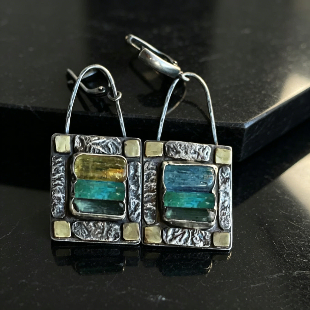 Geometric Crystal Stone Earrings
