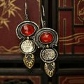 Agate Red Waterdrop Relief Earrings