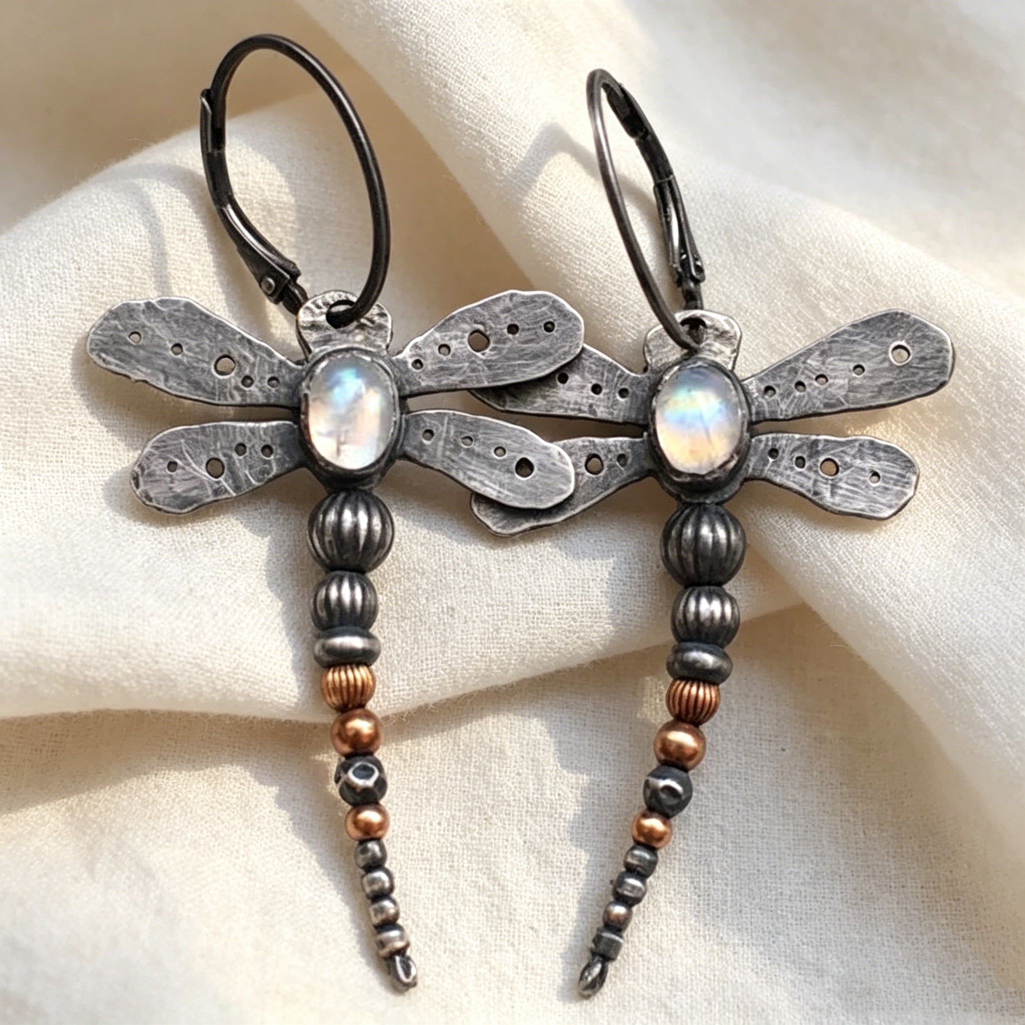 Dragonfly Moonstone Earrings