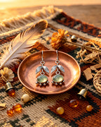 Leaf-Shaped Eat's Eye Stone Earrings