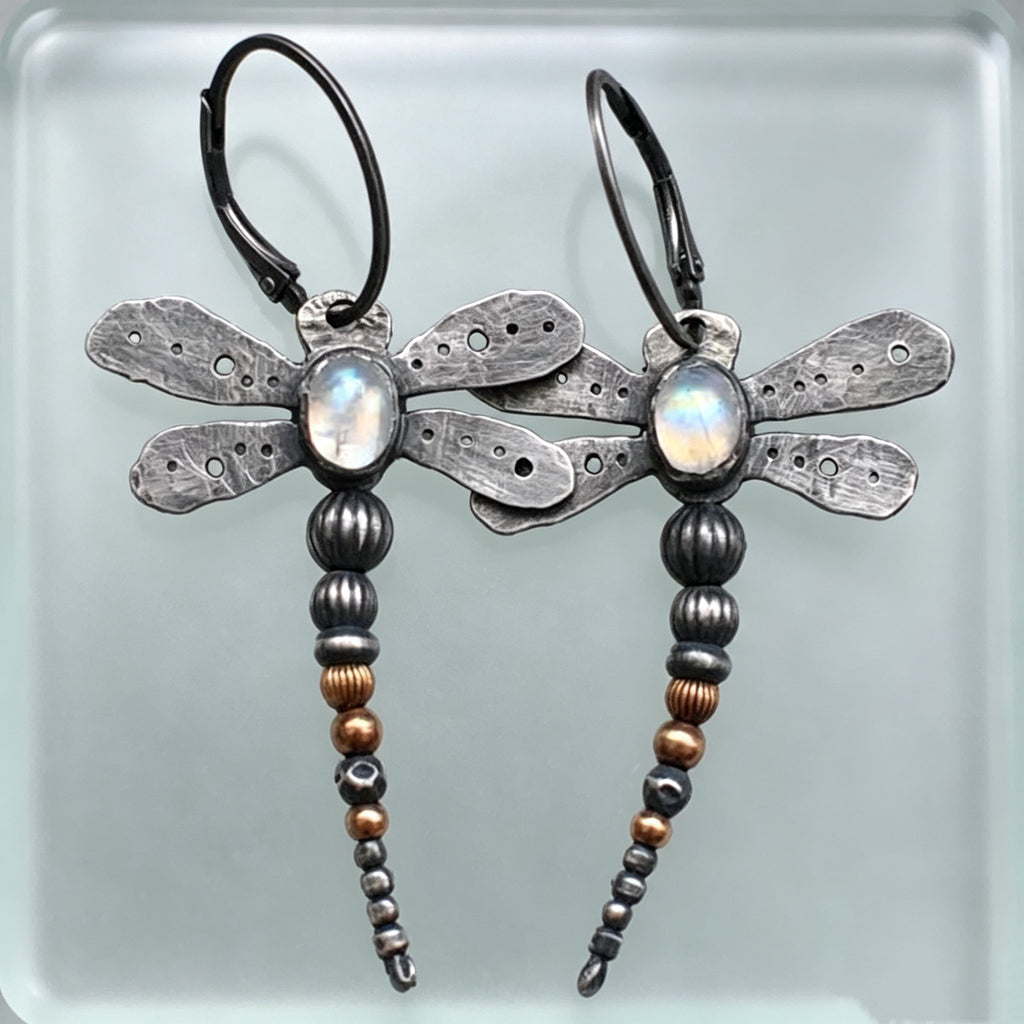 Dragonfly Moonstone Earrings
