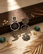 Five-Pointed Star Sun & Moon Earrings