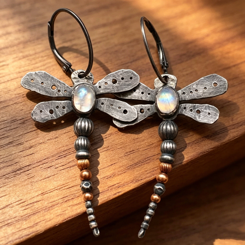 Dragonfly Moonstone Earrings