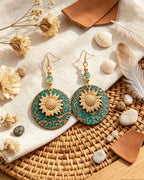 Bohemian Double-Layer Sunflower Earrings