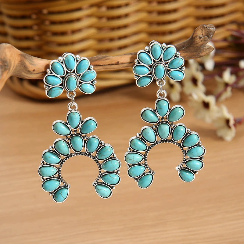 Retro Geometric Turquoise Earrings