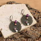 Fan-shaped Colored Pearl Earrings