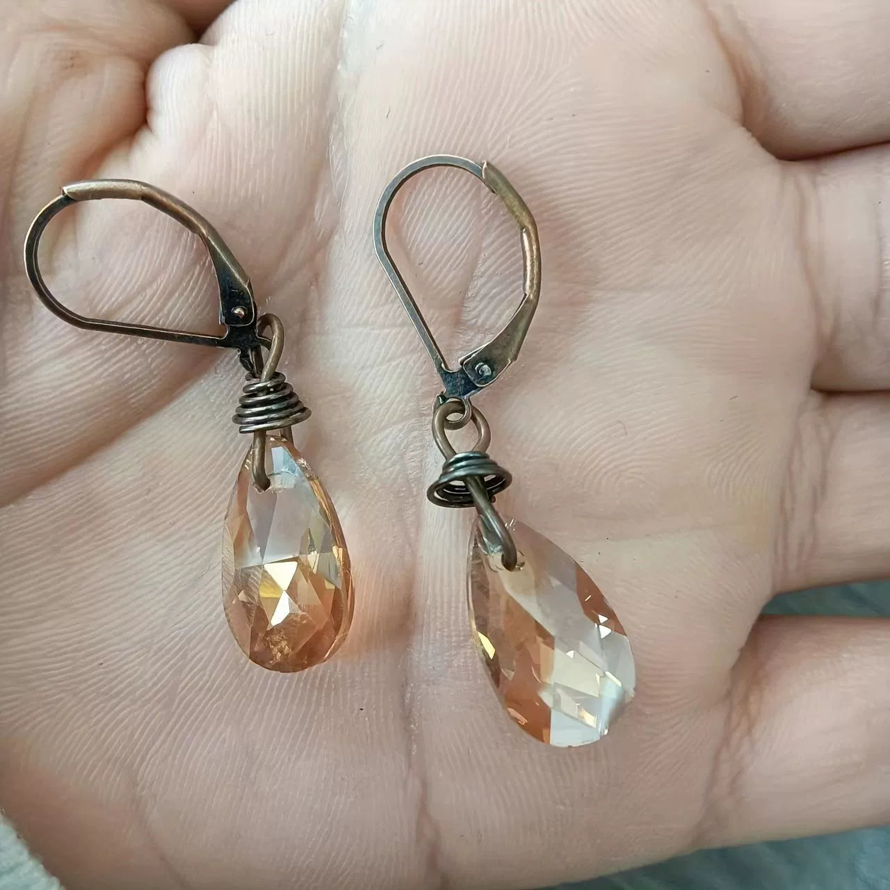Blue/Orange Gemstone Earrings