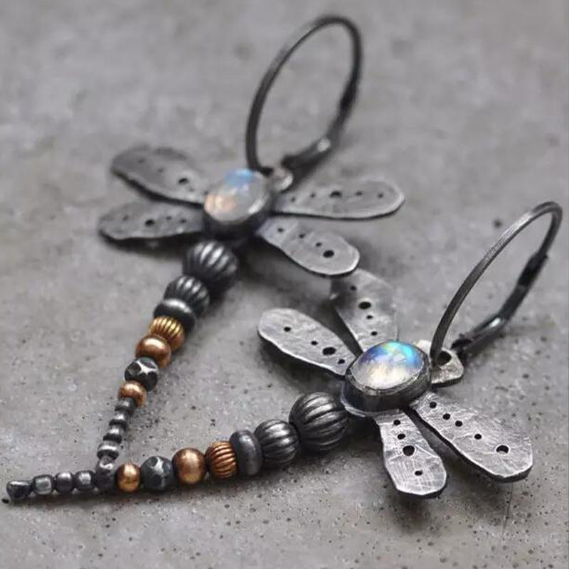 Dragonfly Moonstone Earrings