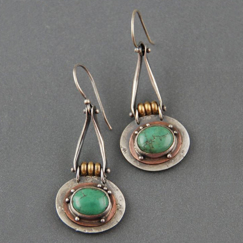 Elliptical Turquoise Double-Color Earrings