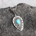 Engraved drop-Shaped Turquoise Necklace