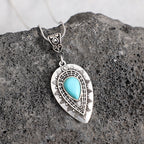 Engraved drop-Shaped Turquoise Necklace