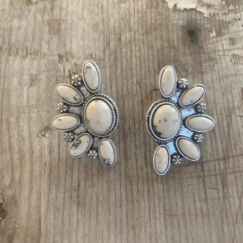 Geometric Flower Turquoise Earrings
