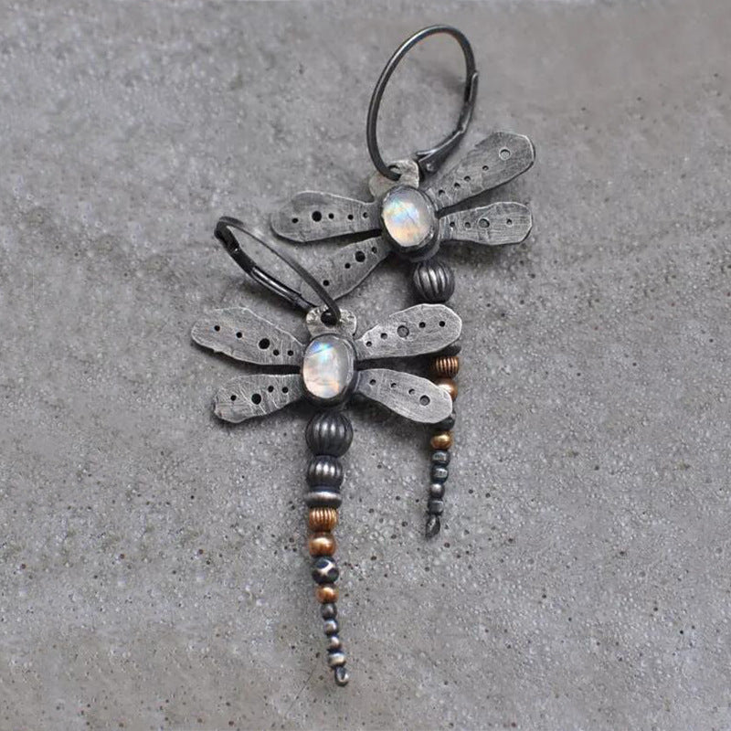 Dragonfly Moonstone Earrings