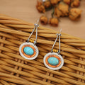 Elliptical Turquoise Double-Color Earrings