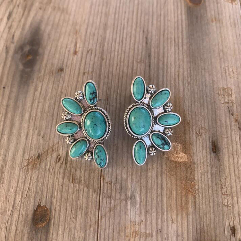 Geometric Flower Turquoise Earrings