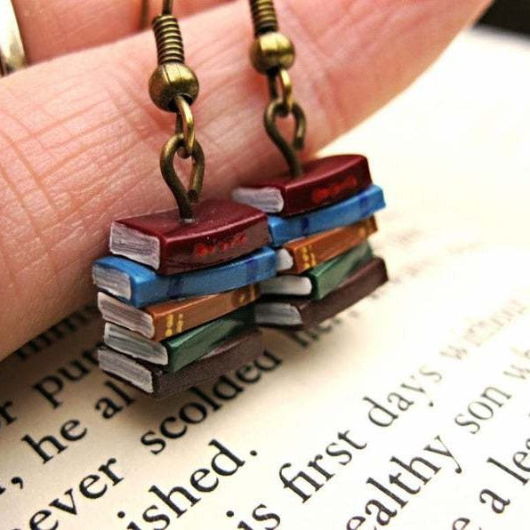 Retro Library Book Earrings