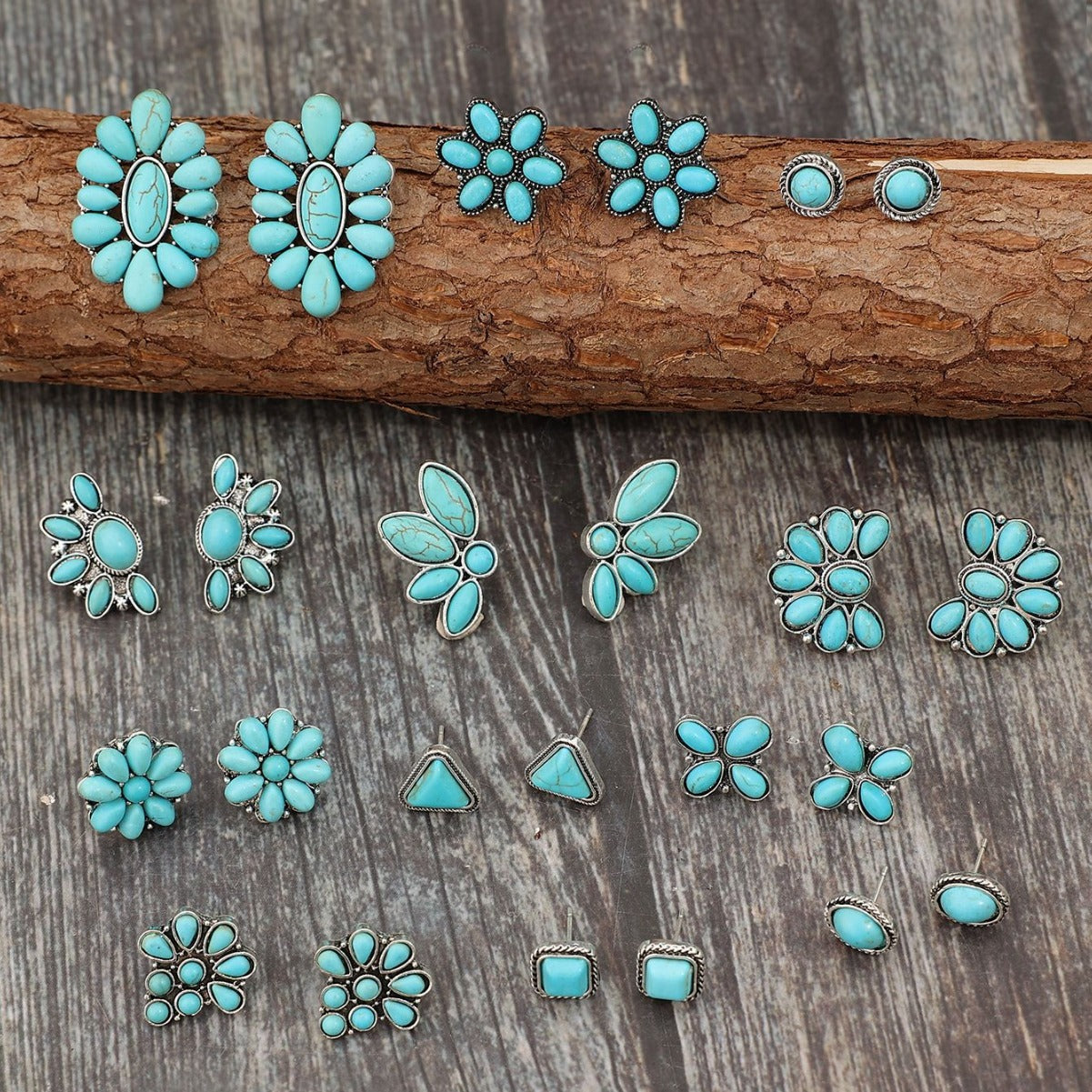 Bohemian Turquoise Earring 12-Piece Set