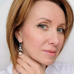 Leaf-Shaped Eat's Eye Stone Earrings