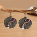 Fan-shaped Colored Pearl Earrings