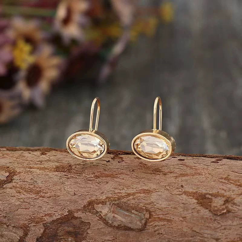 【Special Offer】Oval-shaped Gemstone Stud Earrings