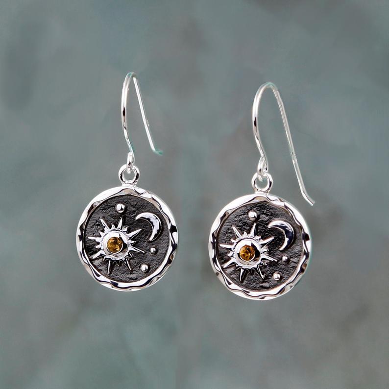 Sun and Moon Earrings Pendant