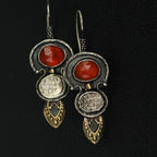 Agate Red Waterdrop Relief Earrings